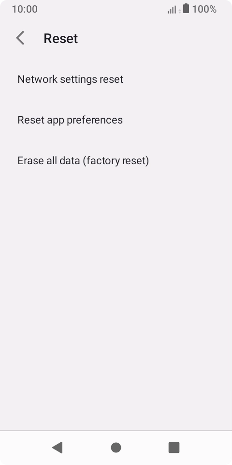 Press Network settings reset.