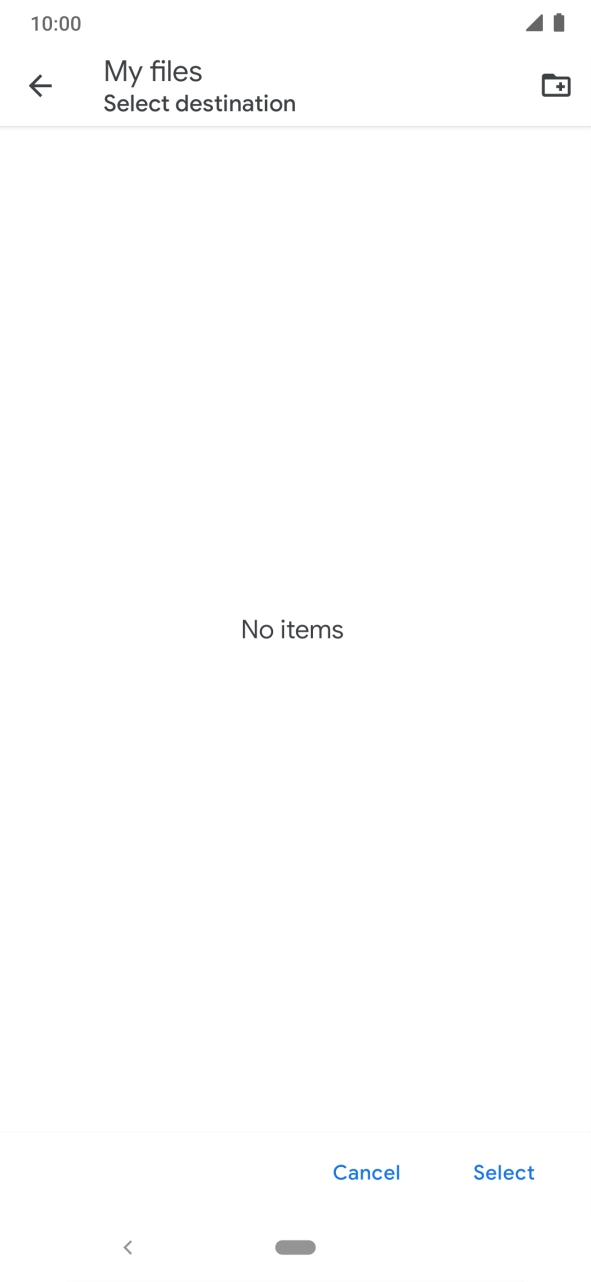 To create a new folder, press the new folder icon and follow the instructions on the screen to create a new folder.