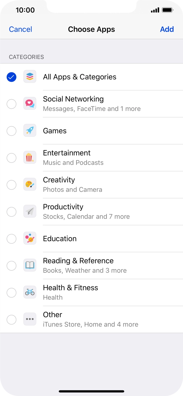 Press the required categories.