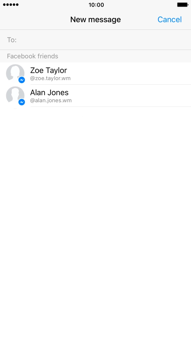 Press the search field and key in the first letters of the recipient's name.