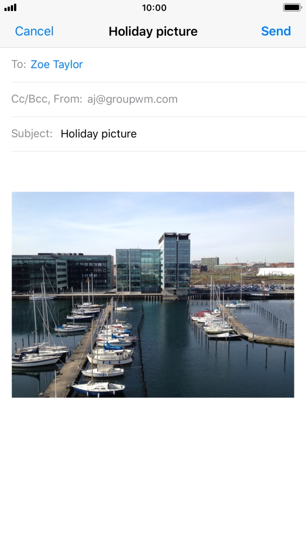 Press the text input field and write the text for your email.