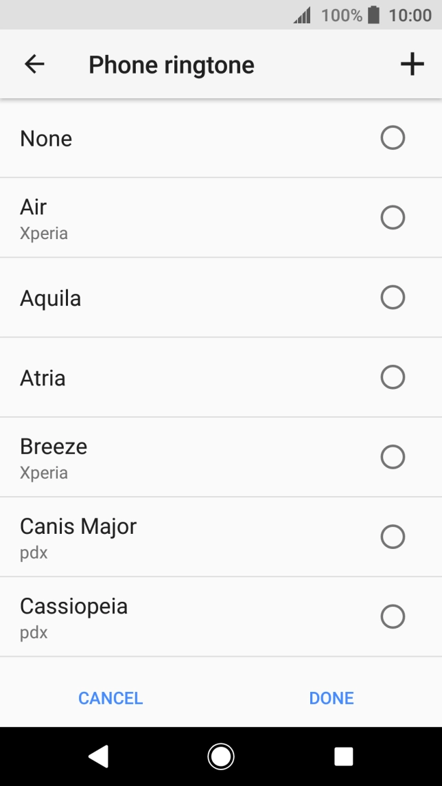 Press the add ring tone icon and go to the required ring tone.