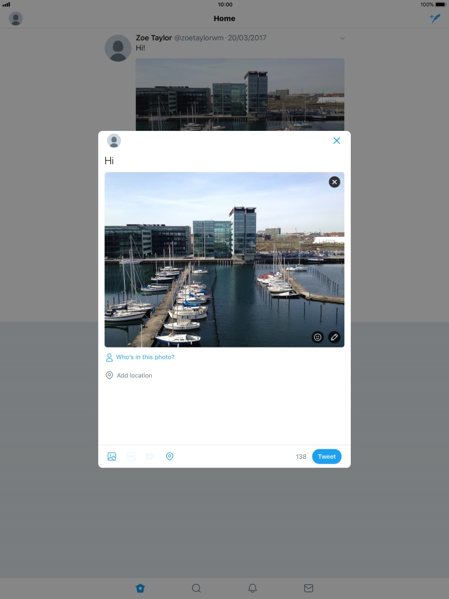 Write the required text and press Tweet.