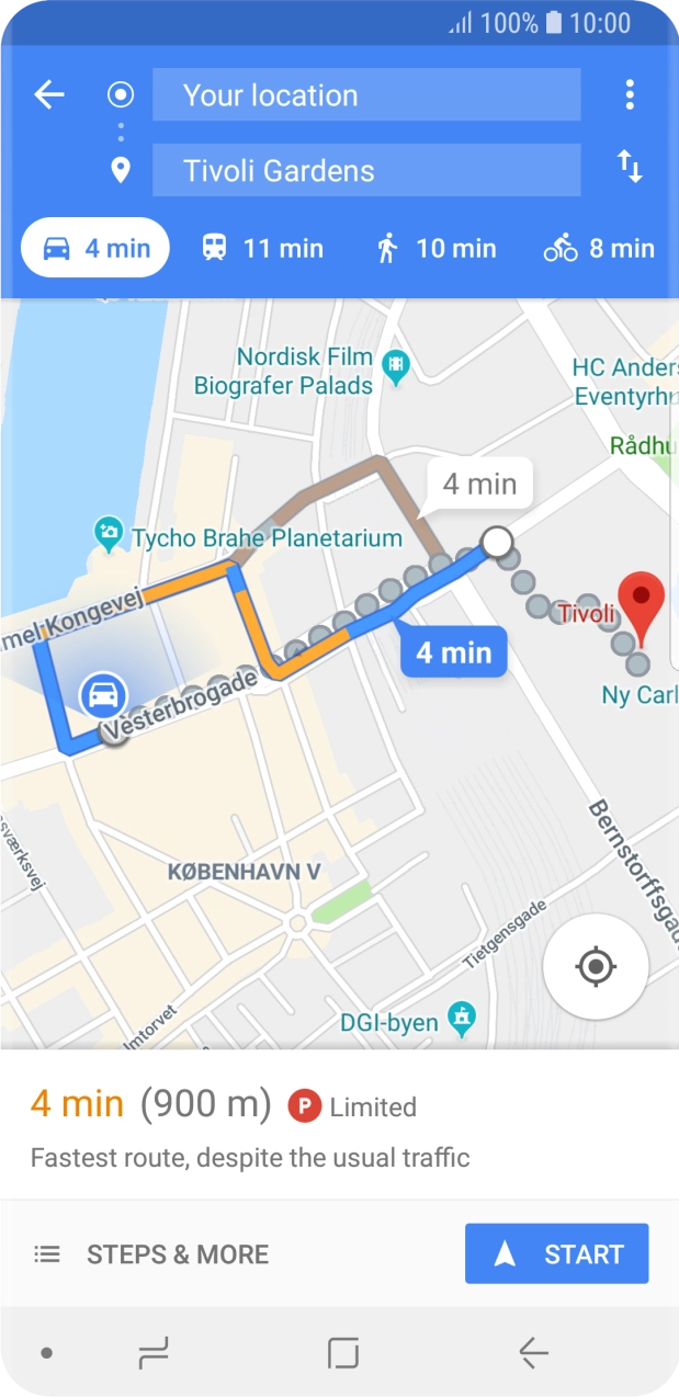 Press the required mode of transportation.