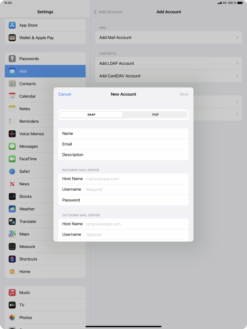 Press IMAP. Press IMAP.