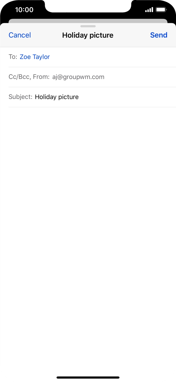 Press the text input field and write the text for your email.
