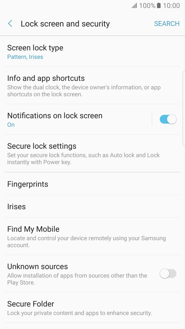Press Screen lock type and key in the current phone lock code.