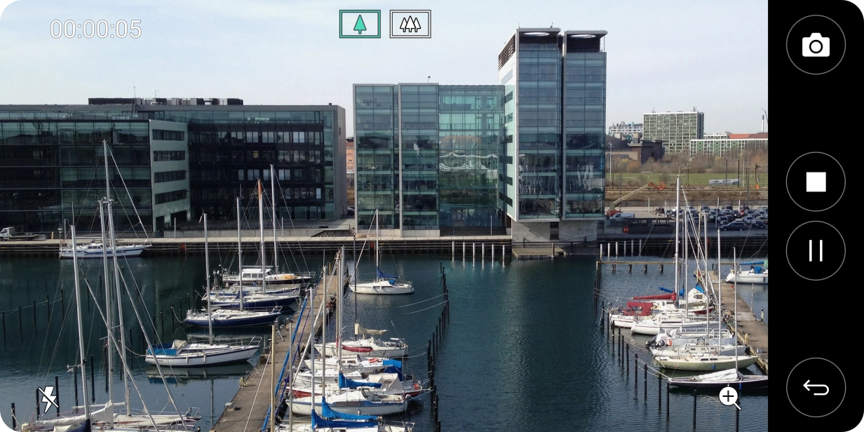 Press the stop icon to stop recording.