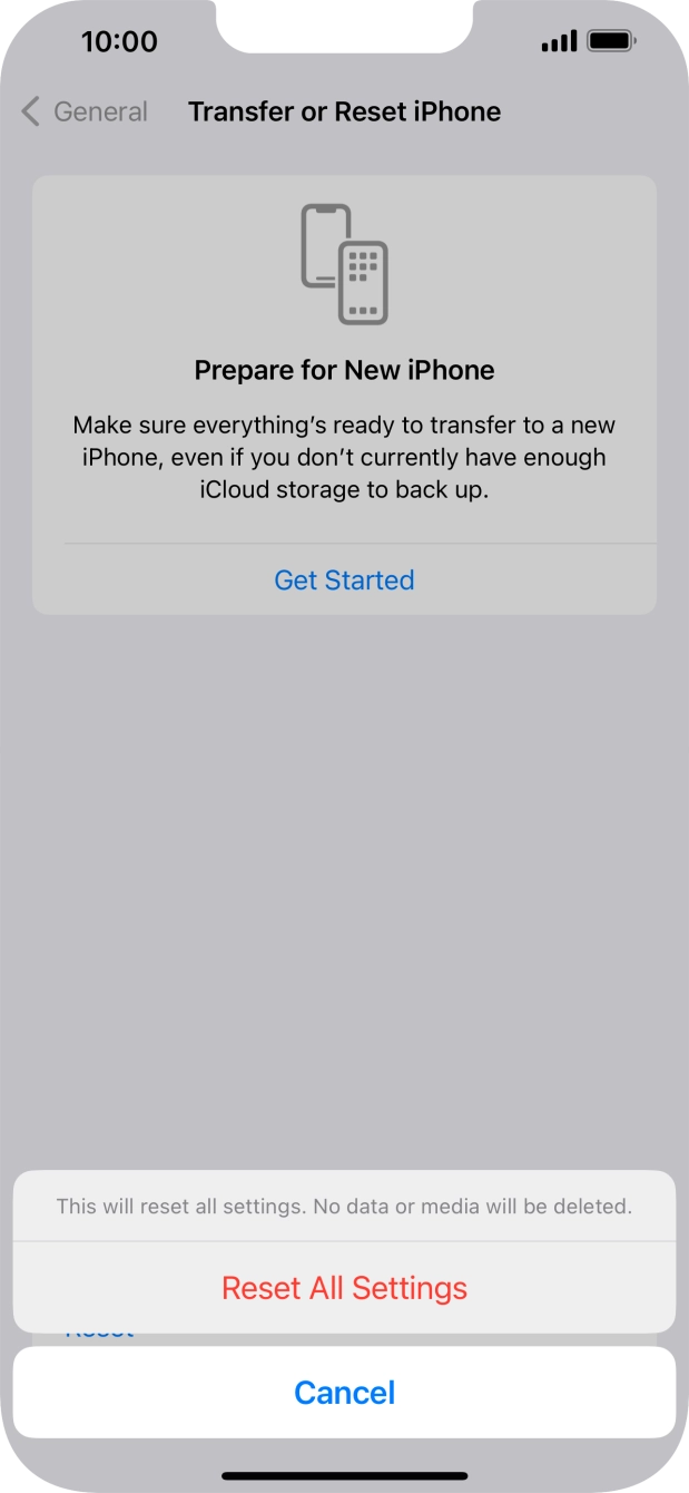 Press Reset All Settings.