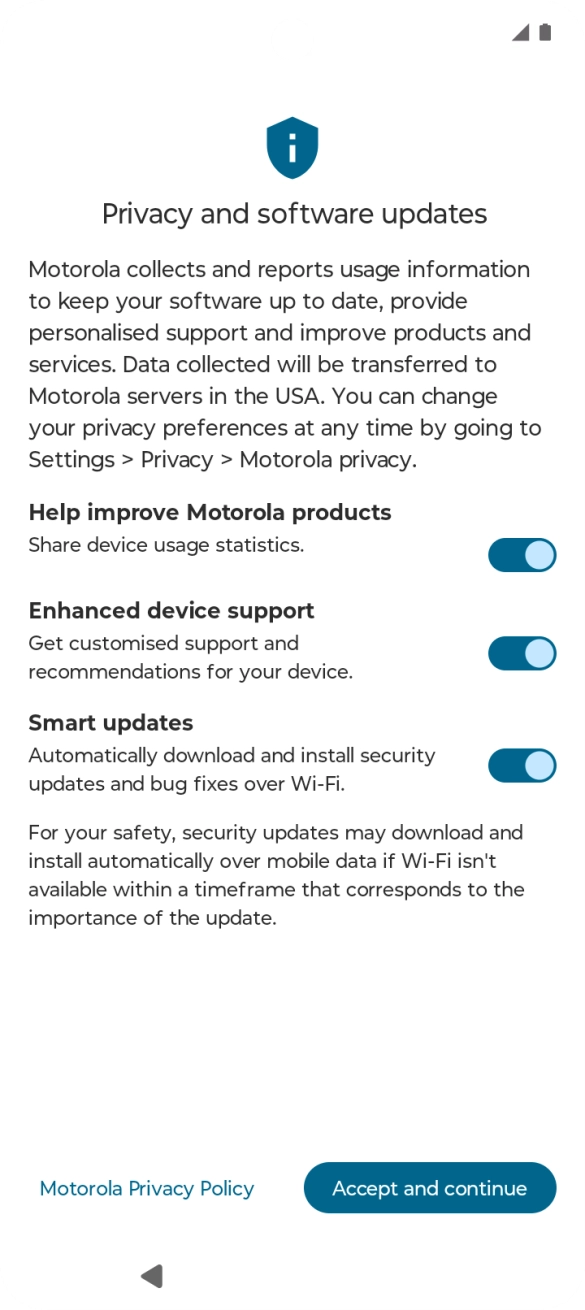 Press the indicators next to the required settings to select them.