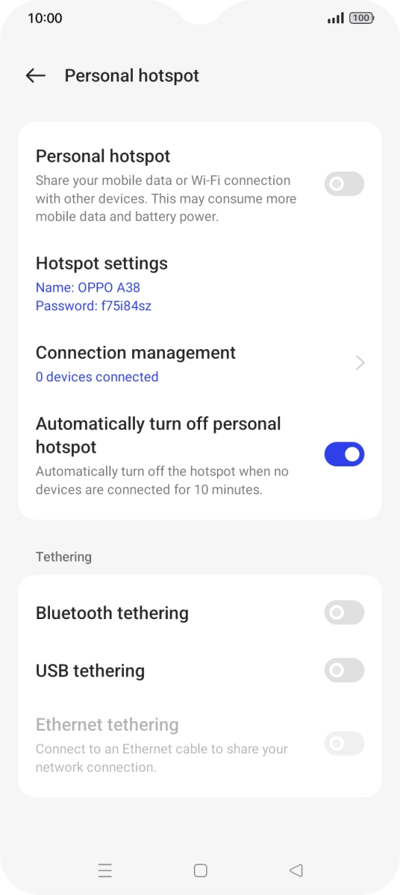 Press Hotspot settings.