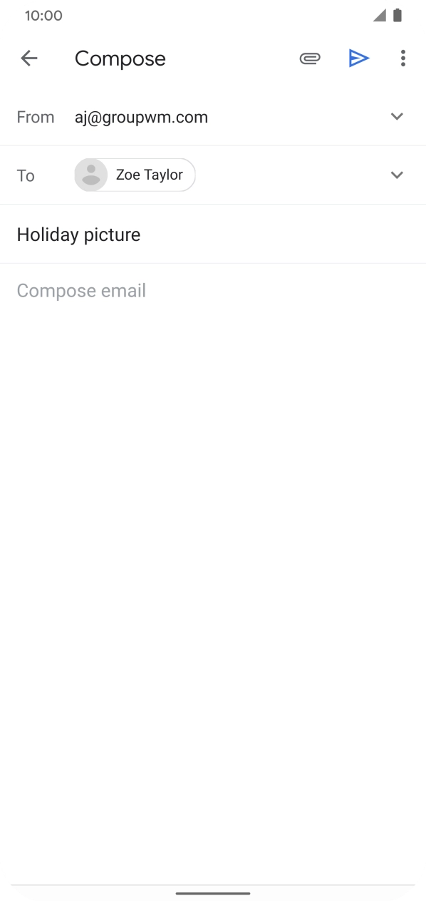 Press the text input field and write the text for your email.