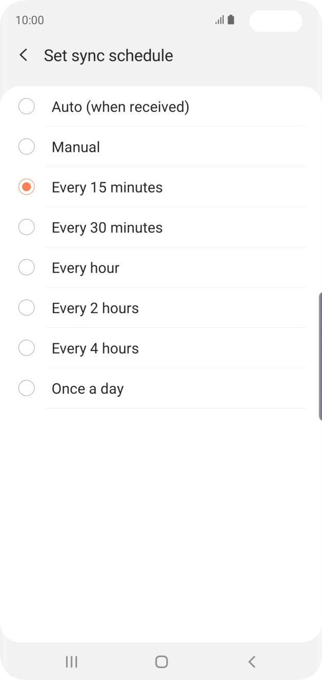 Press the required setting.