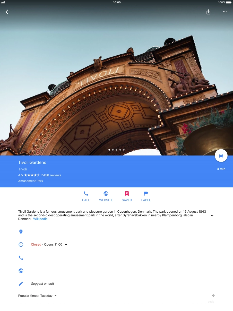 Press the travel information icon.