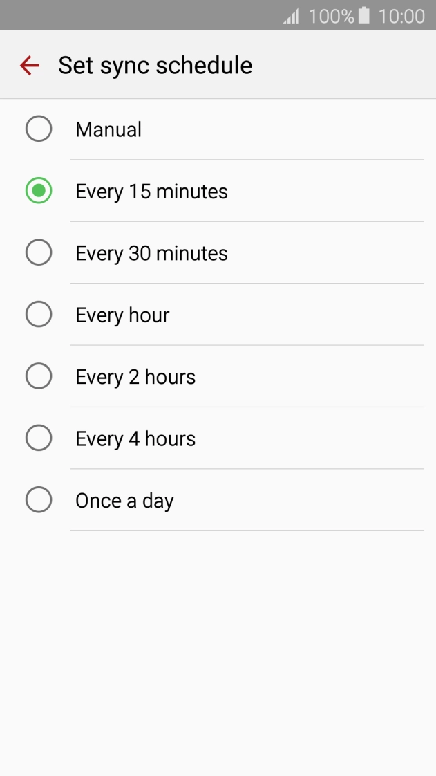 Press the required setting.
