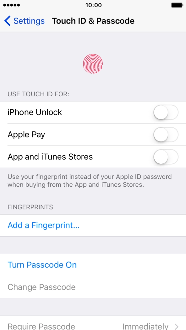 Press Turn Passcode On and key in a phone lock code of your own choice twice.