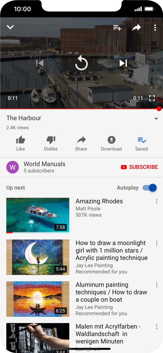 Slide your finger upwards starting from the bottom of the screen to return to the home screen.
