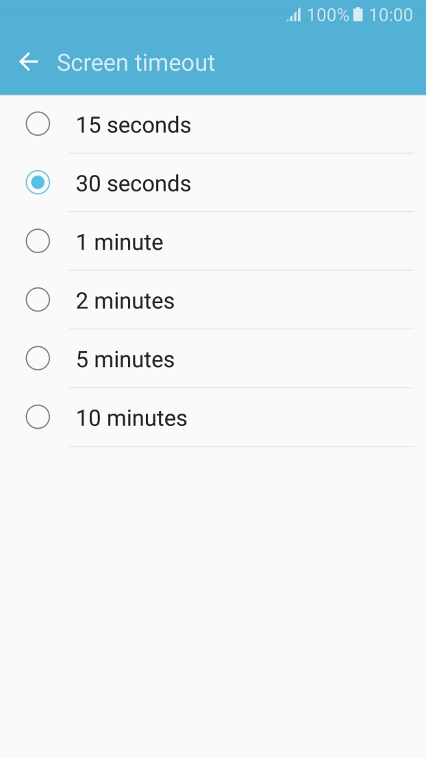 Press the required setting.