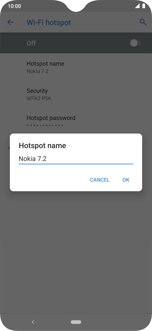 Key in the required Wi-Fi hotspot name and press OK. Key in the required Wi-Fi hotspot name and press OK.