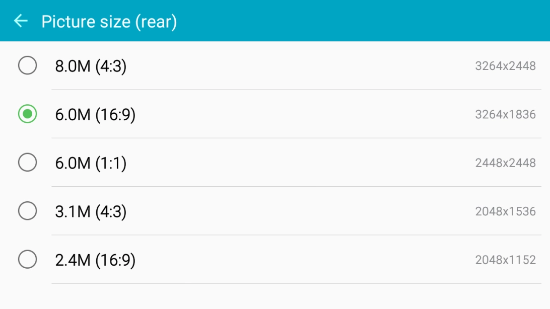 Press the required setting.