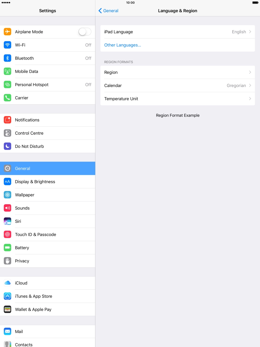 Press iPad Language.