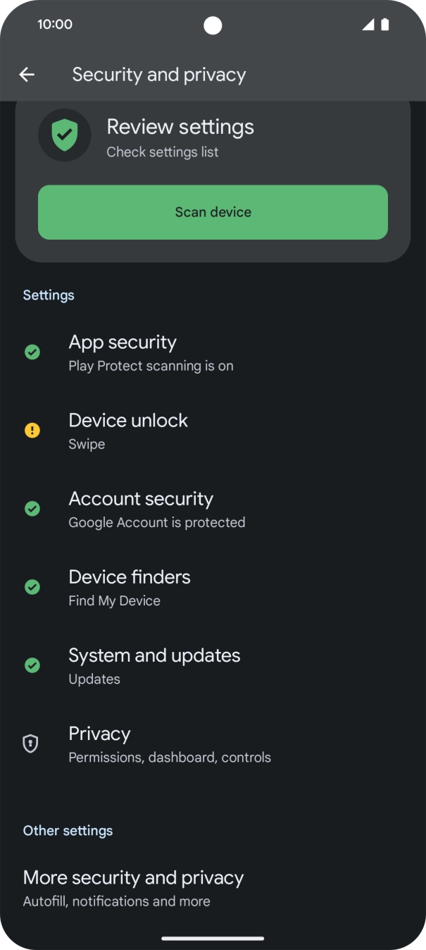 Press More security and privacy.