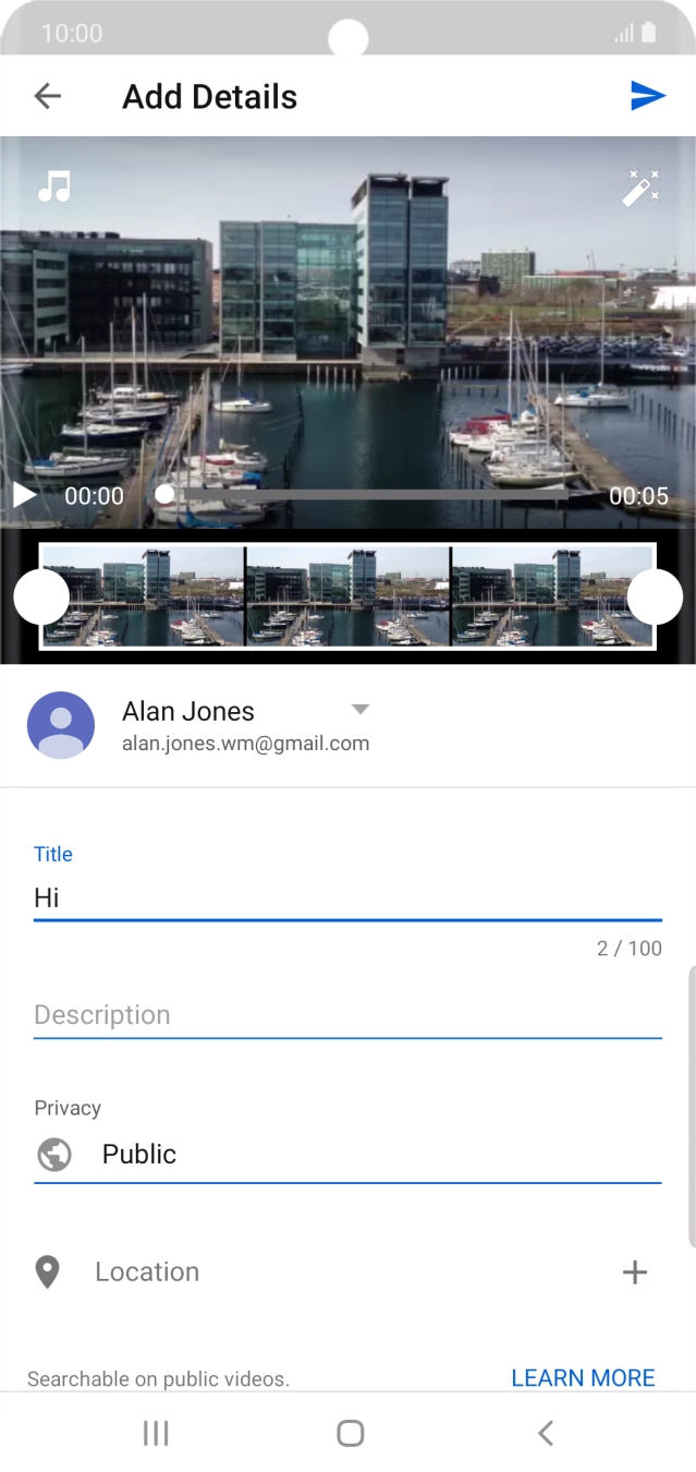 Key in the required text and press the upload icon.