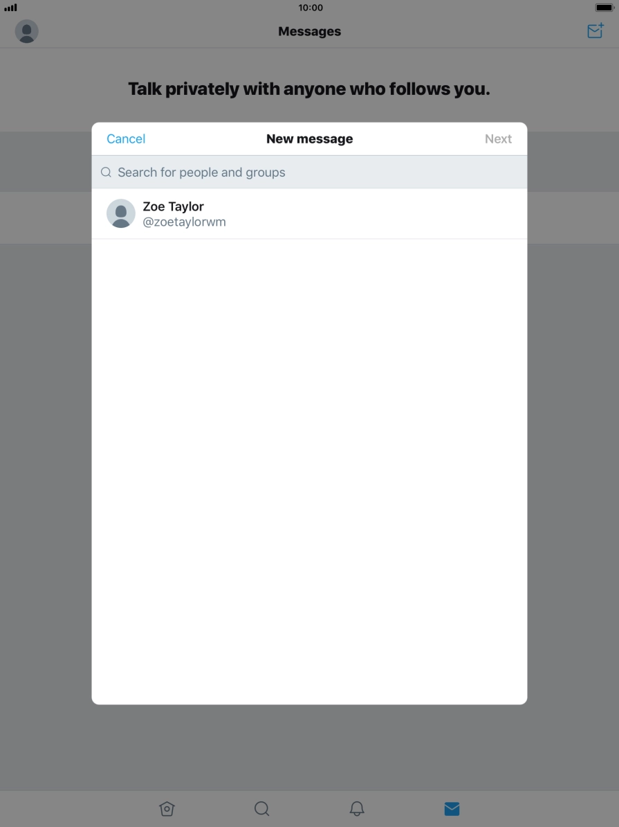 Press the search field and key in the first letters of the recipient's name.
