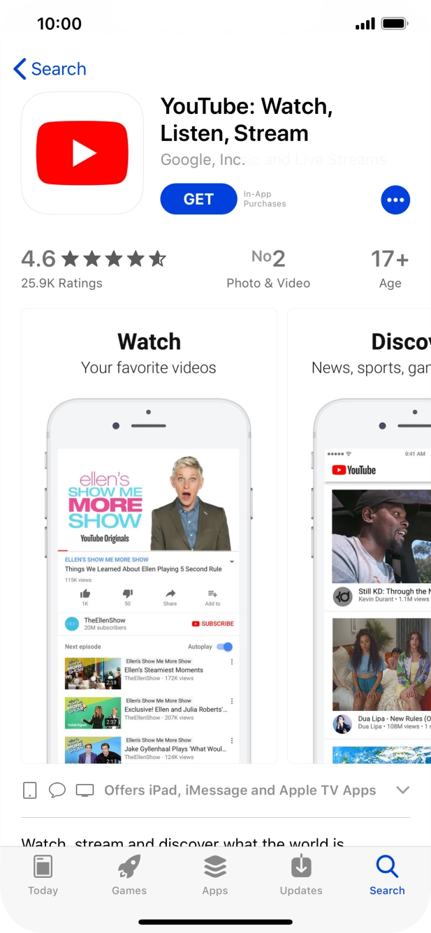 Press GET and follow the instructions on the screen to install the app.