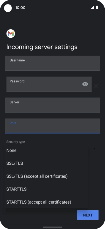 Press SSL/TLS (accept all certificates) to turn on the function. Press SSL/TLS (accept all certificates) to turn on the function.