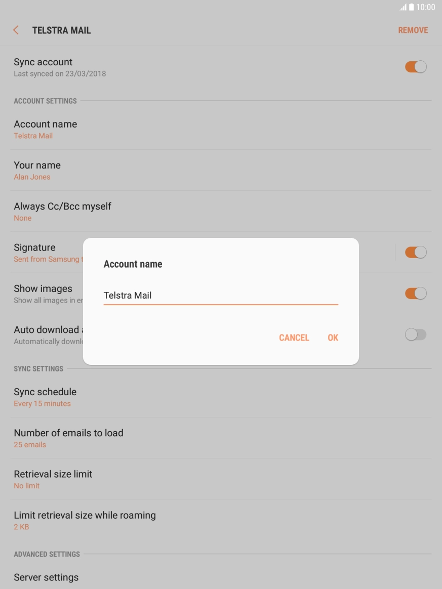 Key in the required name and press OK.