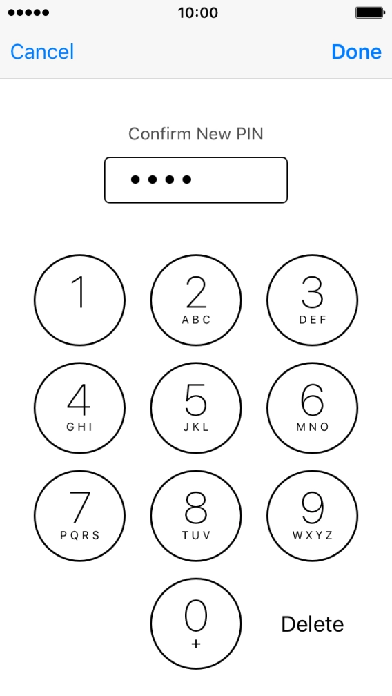 Key in the new PIN again and press Done.