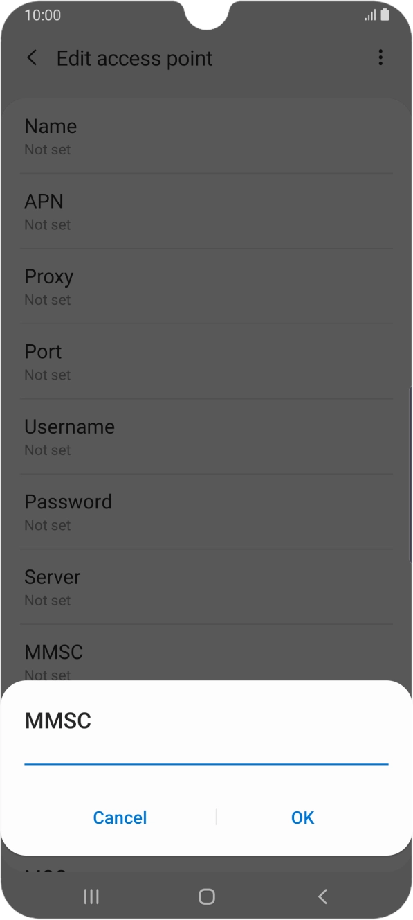 Key in http://mmsc.telstra.com:8002 and press OK.