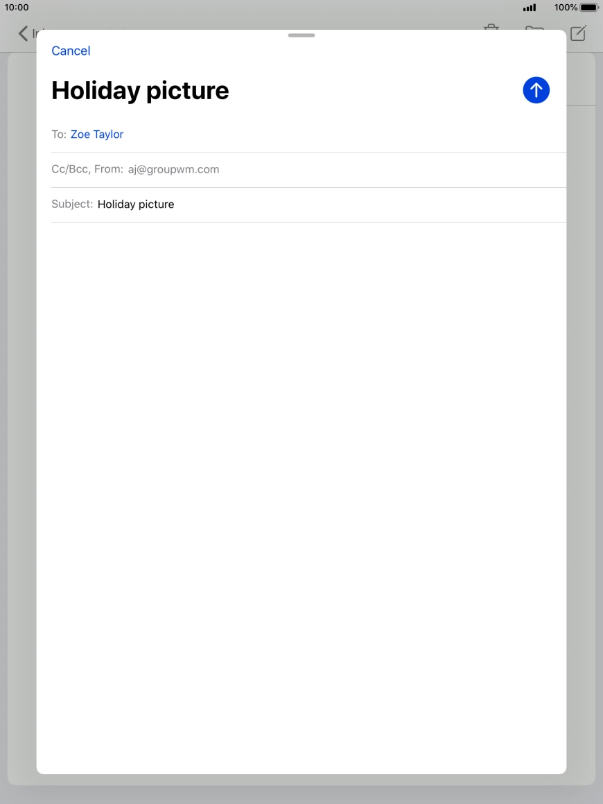 Press the text input field and write the text for your email.