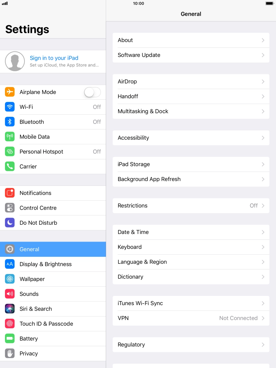 Press Sign in to your iPad. Press Sign in to your iPad.