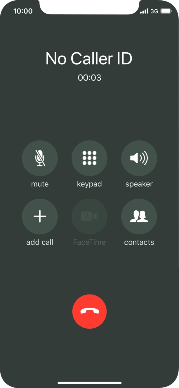 Press the end call icon to end the call and return to the home screen.