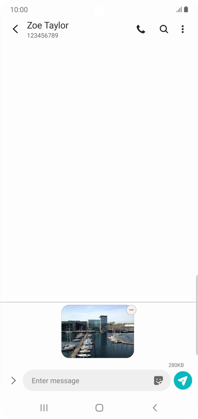 Press the text input field and write the text for your picture message.