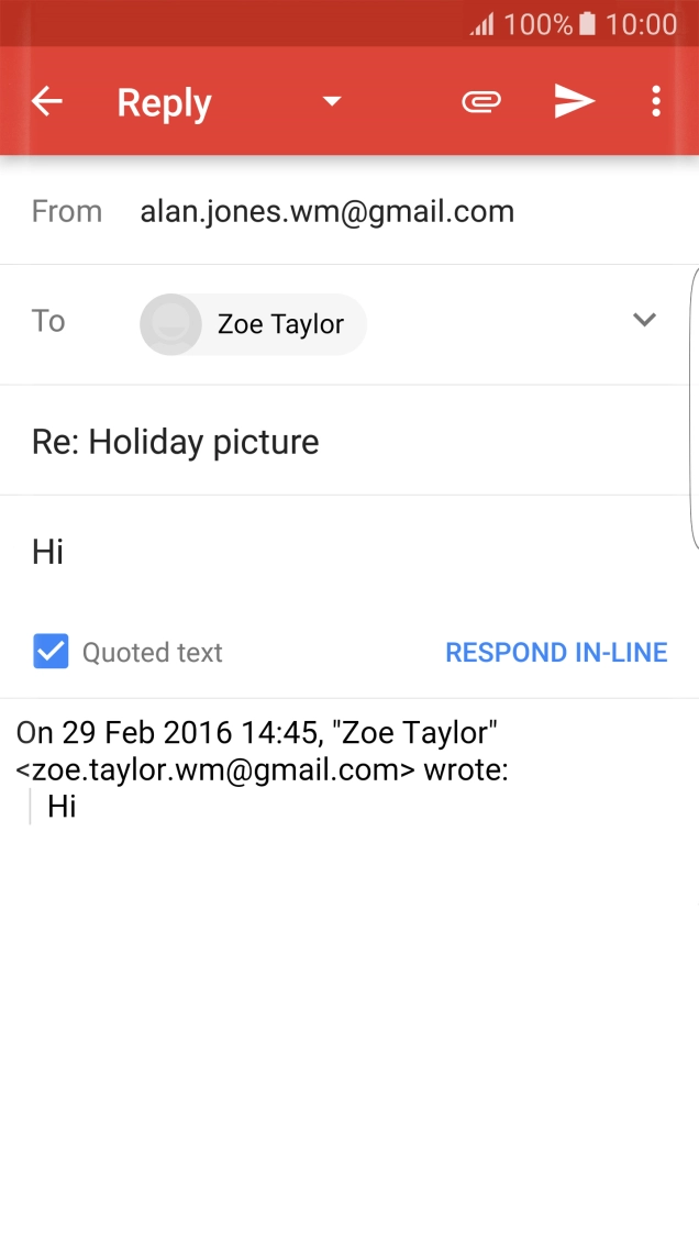 Write the required text and press the send icon.