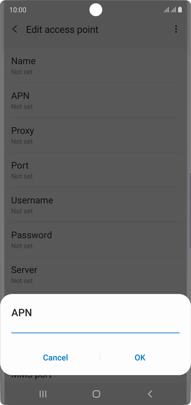 Key in telstra.wap and press OK.