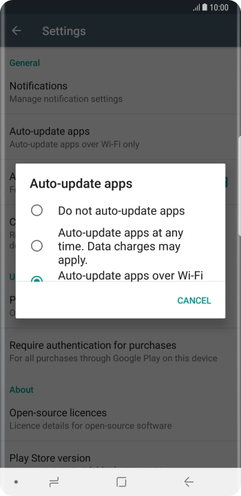 To turn off automatic update of apps, press Do not auto-update apps. To turn off automatic update of apps, press Do not auto-update apps.
