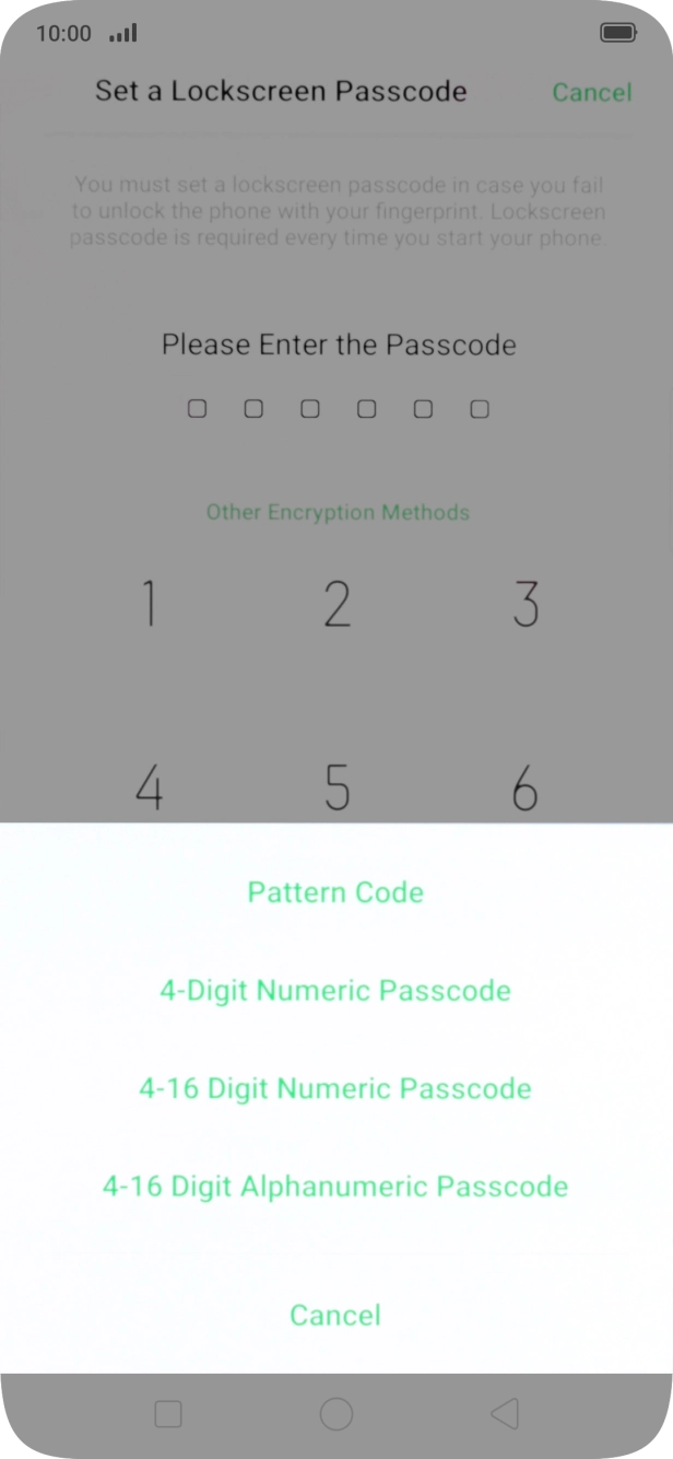 Press the required phone lock code and follow the instructions on the screen to create an additional phone lock code.