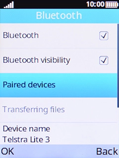 Select Bluetoth visibility to turn Bluetooth visibility on or off.