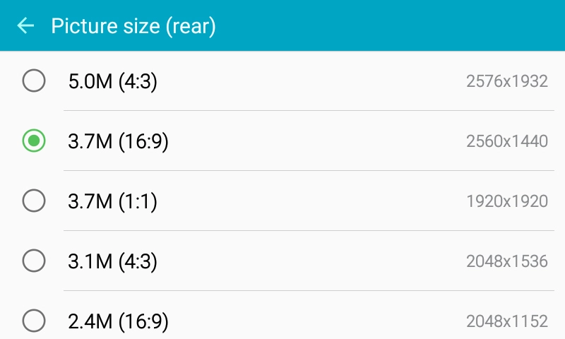 Press the required setting.