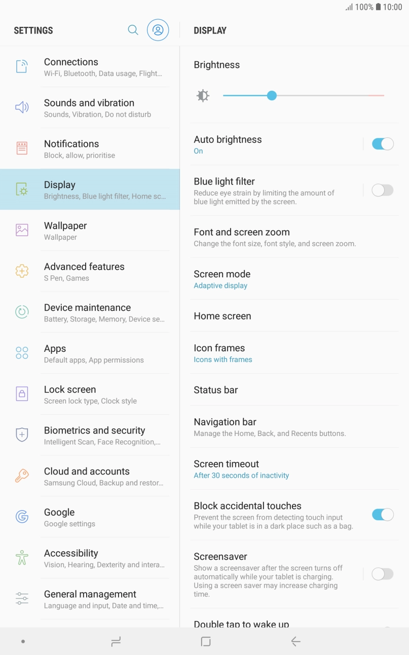 Press Screen timeout.