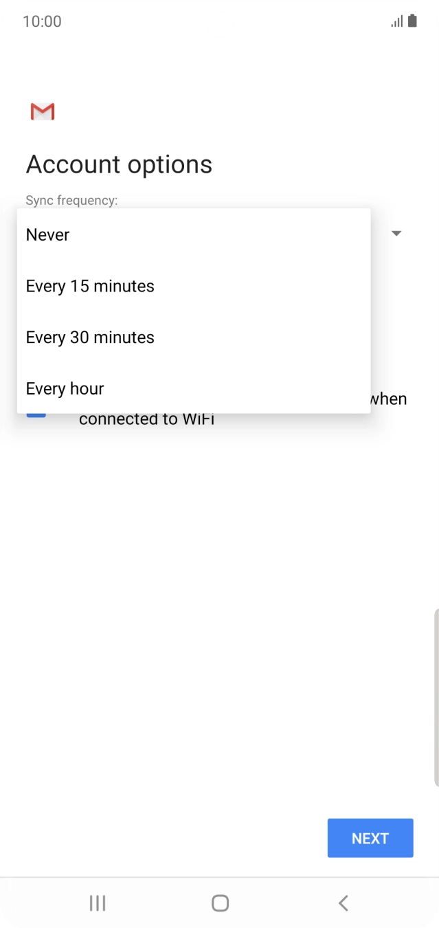 Press the required setting.