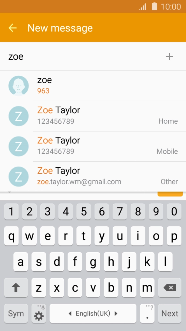 Press the required contact.
