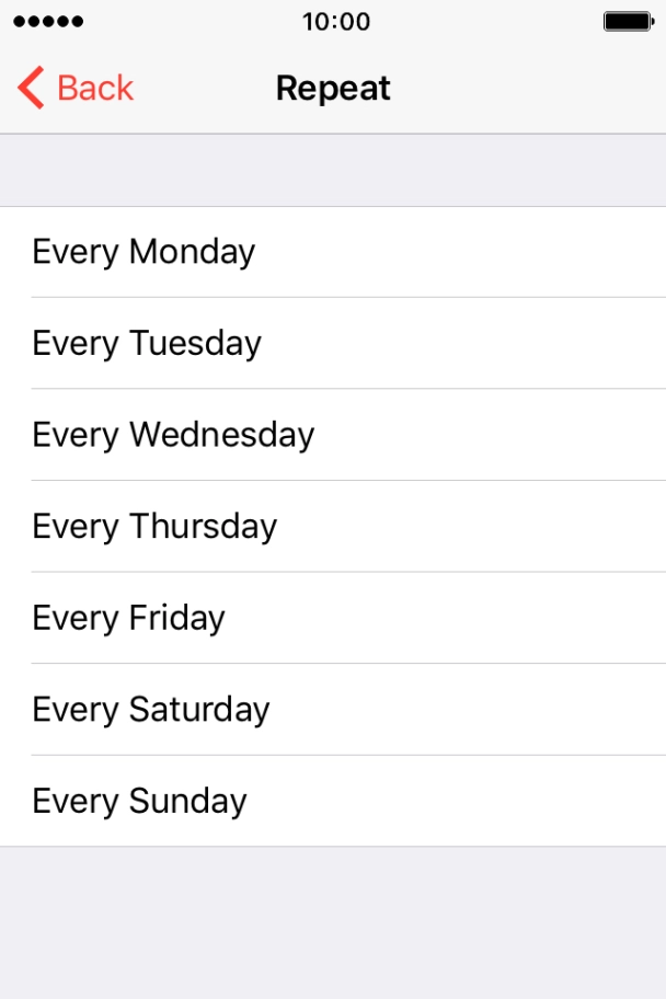 Press the required days.