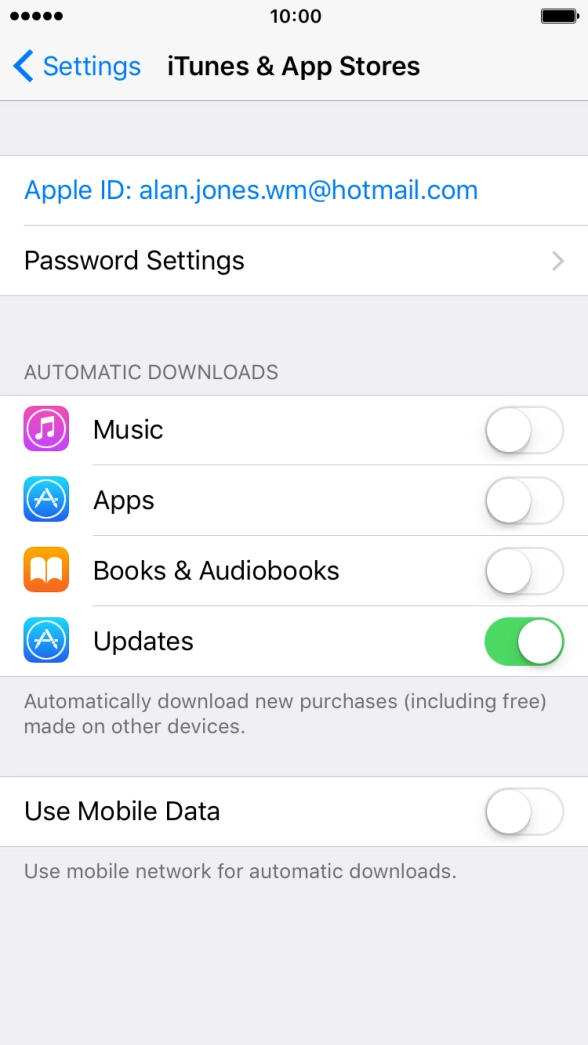 Press the indicator next to the required content type to turn the function on or off. Press the indicator next to the required content type to turn the function on or off.