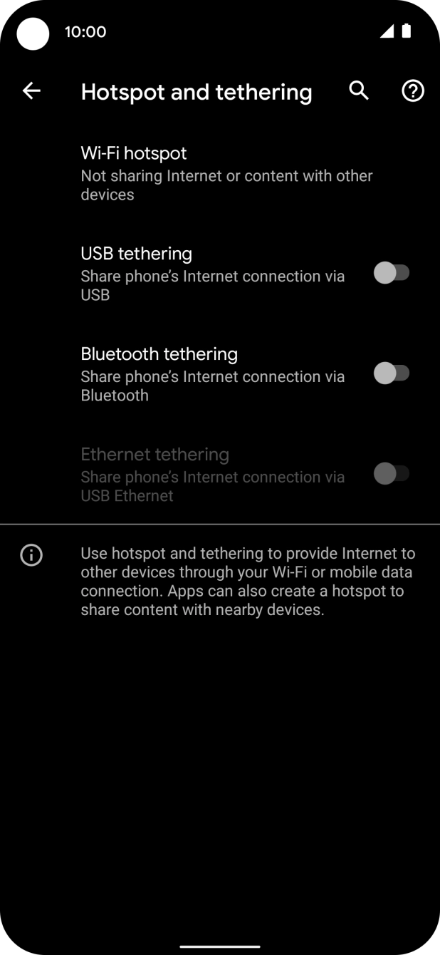 Press Wi-Fi hotspot. Press Wi-Fi hotspot.