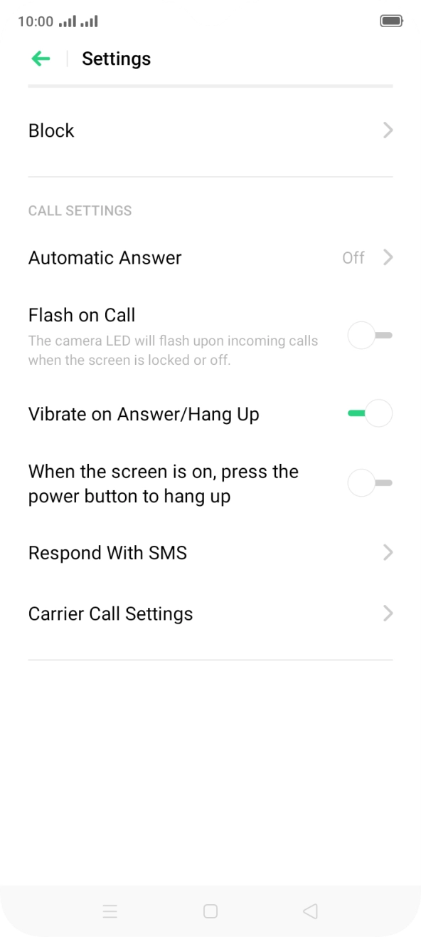 Press Carrier Call Settings.